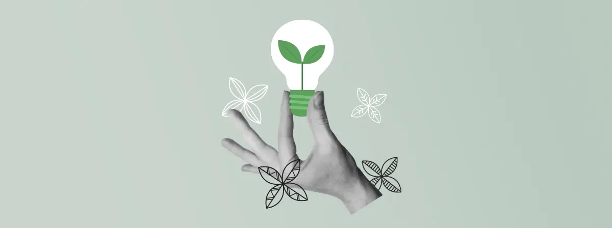 a collage image of a hand holding a light bulb with a sprouting plant inside it. Pasifika motifs decorate the image.